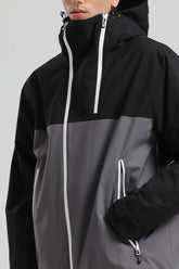 Men's Black & Grey Face Vent Asym-Zip Waterproof Insulated Snow Jacket